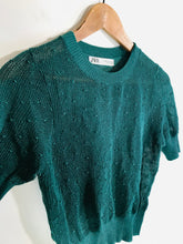 Load image into Gallery viewer, Zara Women's Crop Knit T-Shirt | M UK10-12 | Green