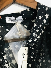 Load image into Gallery viewer, Dainty Women's Sheer Star Print A-Line Dress NWT | M UK10-12 | Black