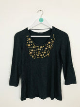Load image into Gallery viewer, Betty Barclay Women’s Embellished 3/4 Sleeve Top T-Shirt | UK12 | Grey