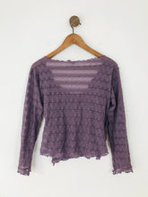 Load image into Gallery viewer, Jigsaw Women’s Lace Long Sleeve Wrap Blouse Top | L UK14 | Purple