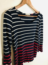 Load image into Gallery viewer, Red Haute Women's Striped Open Back T-Shirt | M UK10-12 | Blue