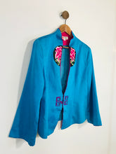 Load image into Gallery viewer, Guyu Women's Floral Embroidery Satin Blazer Jacket | UK16 | Blue