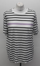 Load image into Gallery viewer, M&amp;S Marks &amp; Spencer Ladies White &amp; Black Striped T-Shirt UK14 RRP22.5 NEW
