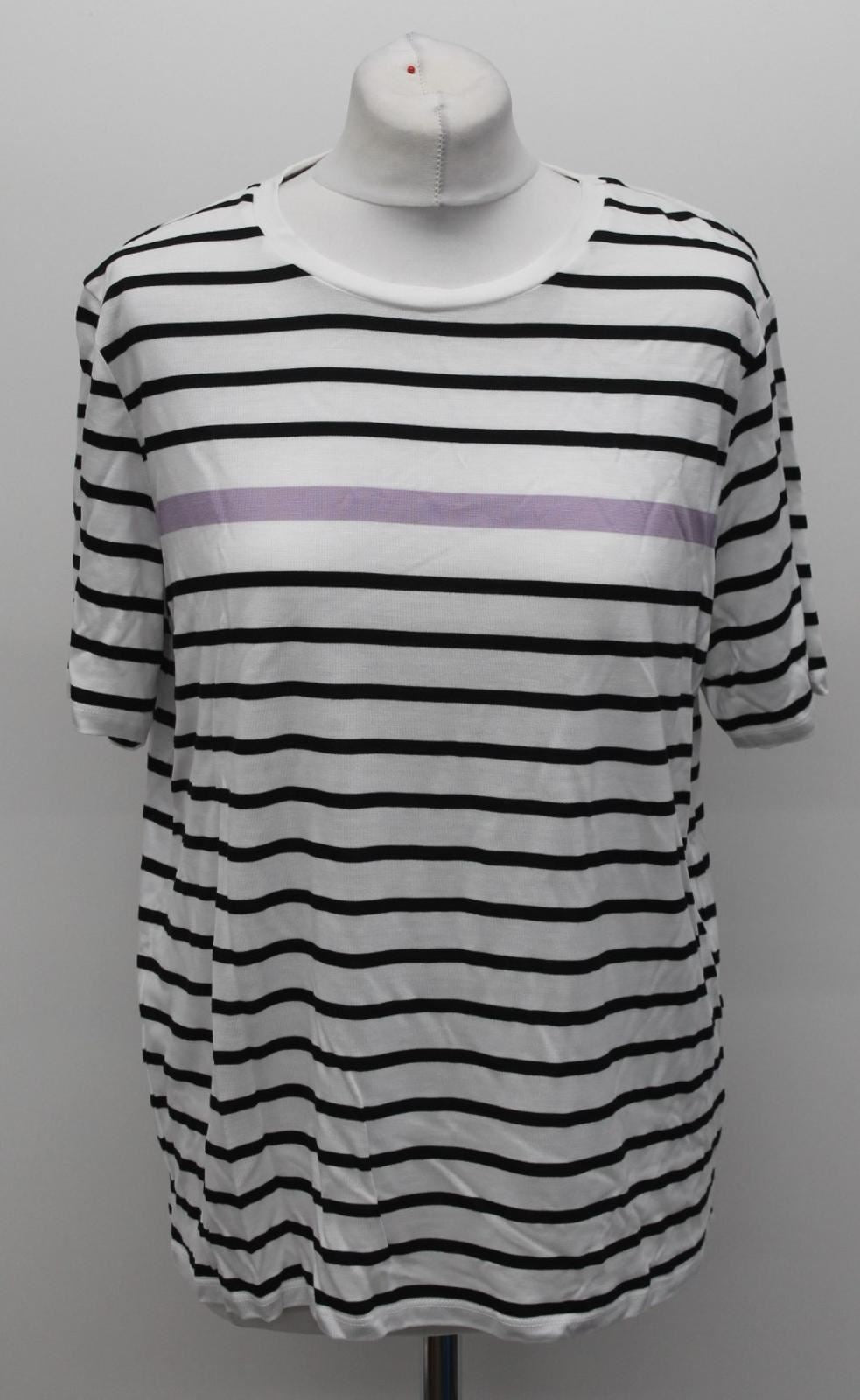 M&S Marks & Spencer Ladies White & Black Striped T-Shirt UK14 RRP22.5 NEW