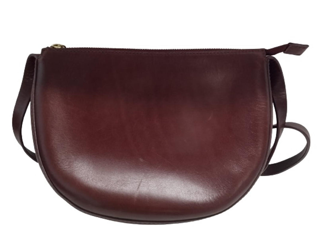 JIGSAW Ladies Mahogany Red Leather Zip Closure Gold Tone Hardware Shoulder Bag