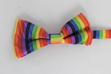 Load image into Gallery viewer, Multicolour Rainbow Striped Adjustable Pre-Tied LGBT Gay Pride Bow Ties NEW x2
