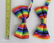 Load image into Gallery viewer, Multicolour Rainbow Striped Adjustable Pre-Tied LGBT Gay Pride Bow Ties NEW x2
