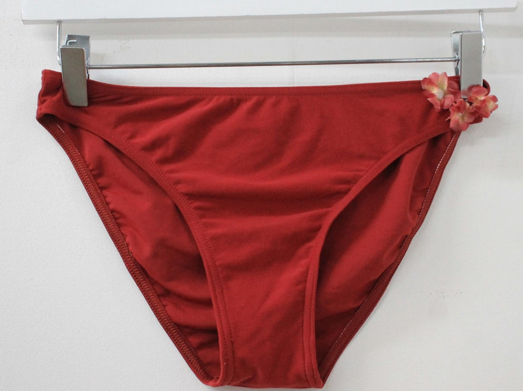 JIGSAW Girls Dark Red Floral Embroidery Bikini Bottoms Size 12-13 Years