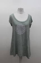 Load image into Gallery viewer, SYNERGY Ladies Mint Green Cotton Mandala Print Cap Sleeve Round Neck T Shirt S
