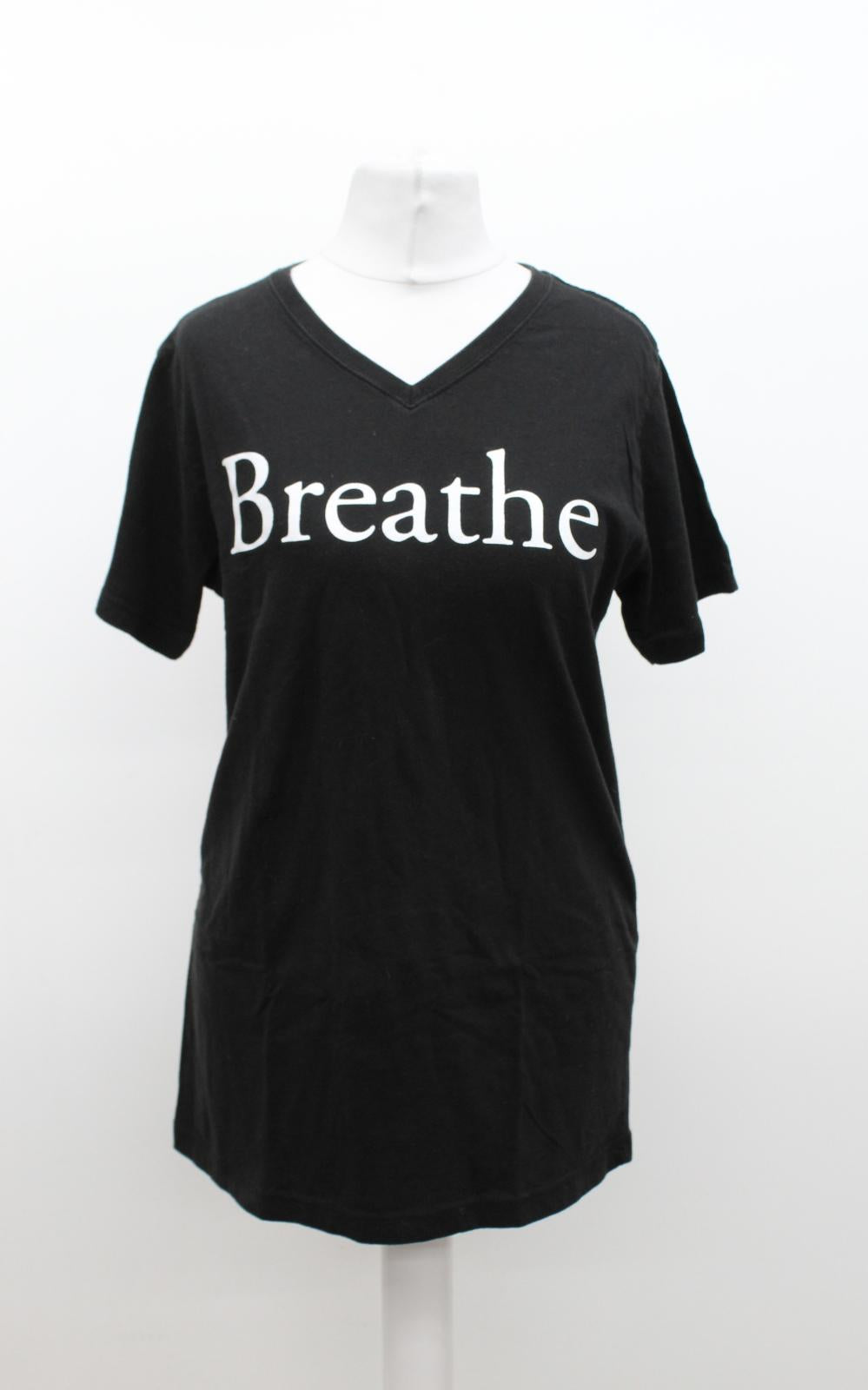 ECONSCIOUS Ladies Black Cotton V Neck Short Sleeve Breathe T Shirt Size S