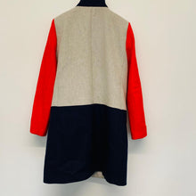 Load image into Gallery viewer, J.CREW Ladies Beige Block Colour Red Navy Wool Smart Coat Overcoat UK8
