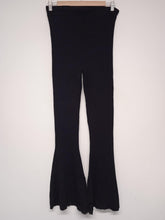 Load image into Gallery viewer, ESSENTIEL ANTWERP Ladies Black Ribbed Stretch Fit Flared Trousers Size UK14
