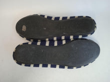 Load image into Gallery viewer, CHARLES PHILIP SHANGHAI Ladies Blue &amp; White Striped Slip-On Flats US10 UK7.5
