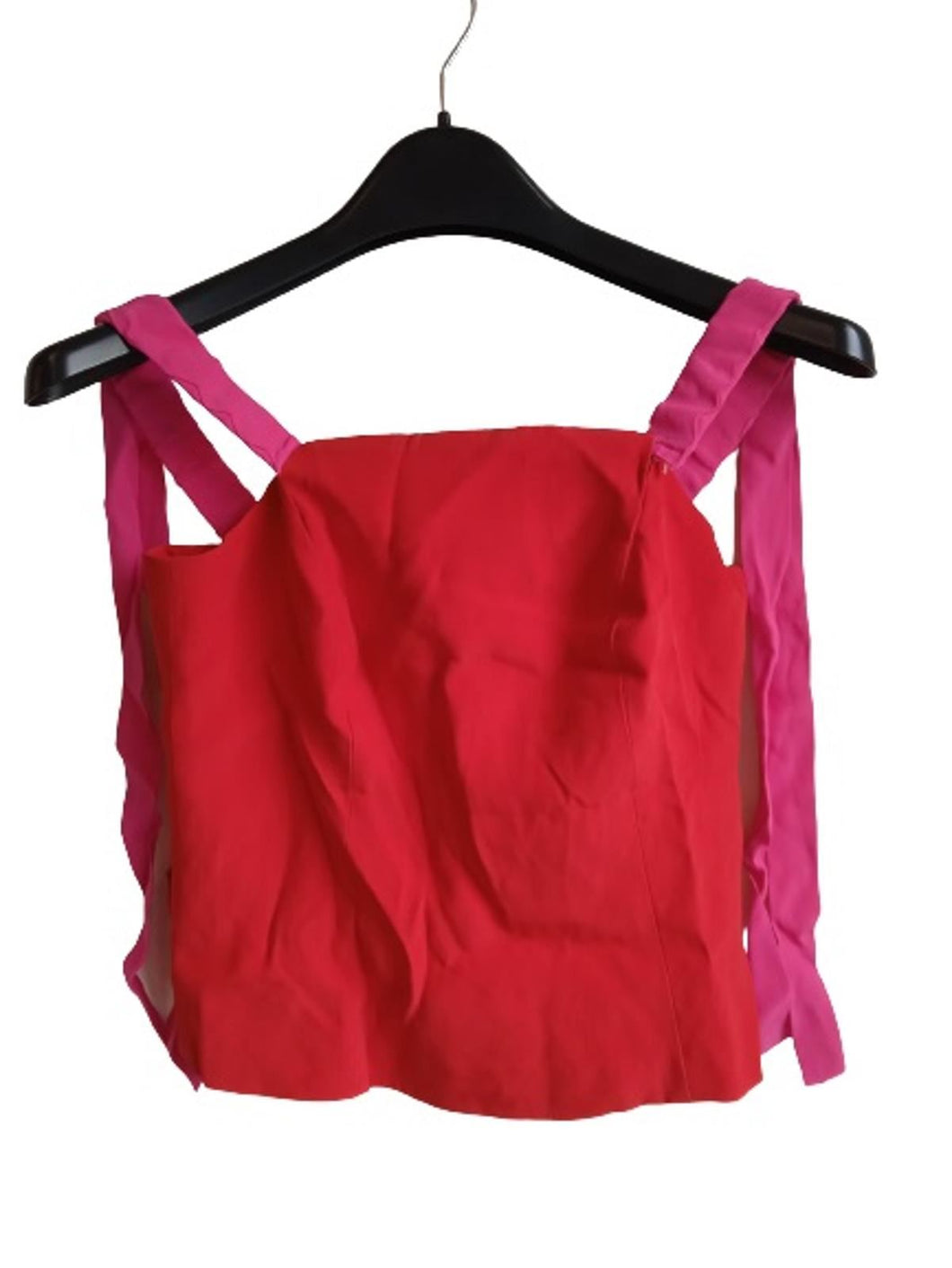 STAUD Ladies Red & Pink Contrast Shoulder Sleeveless Tie Cropped Top Size XS