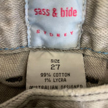 Load image into Gallery viewer, SASS &amp; BIDE Grey Denim Ladies Stretch Tapered Cropped Jeans Size W27 L25
