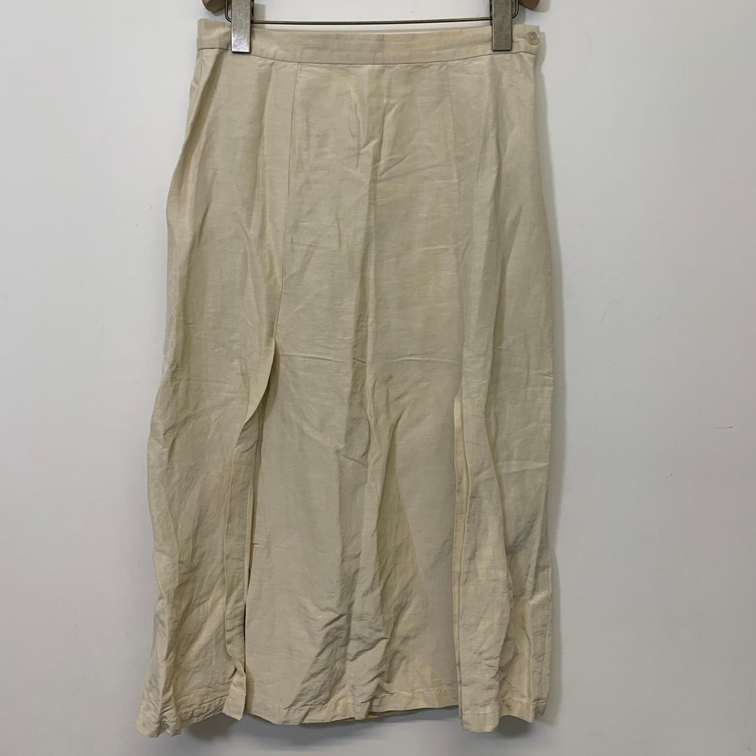 MAX MARA Beige Midi Slit Ladies Pleated Skirt Size UK 12 W28