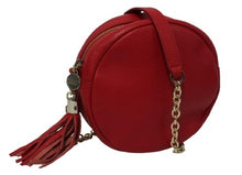 Load image into Gallery viewer, AURORA LONDON Ladies Red Textured Leather Chain Strap Small Shoulder Bag

