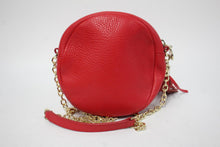 Load image into Gallery viewer, AURORA LONDON Ladies Red Textured Leather Chain Strap Small Shoulder Bag
