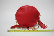 Load image into Gallery viewer, AURORA LONDON Ladies Red Textured Leather Chain Strap Small Shoulder Bag
