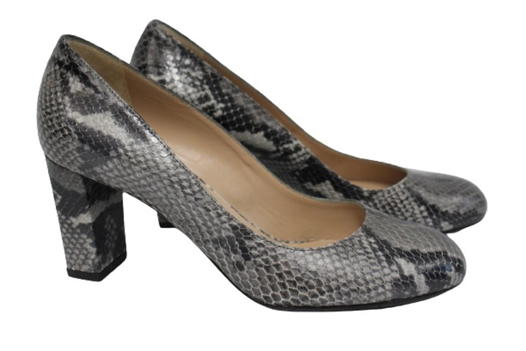 HOBBS Ladies Silver Grey Snakeskin Pattern Leather Court Shoes EU37 UK4