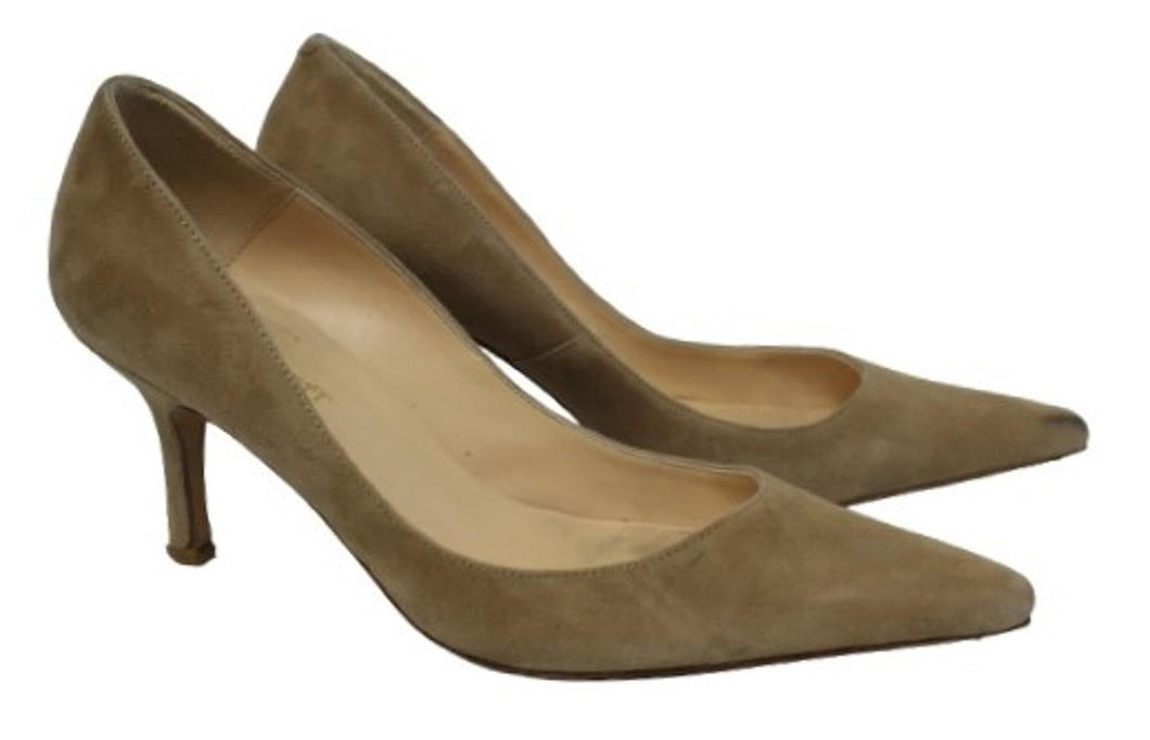 L.K.BENNETT Ladies Beige Suede Pointed Toe Mid-Heel Court Shoes EU37 UK4