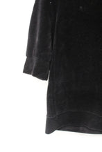 Load image into Gallery viewer, ME Ladies Black Cotton Blend Velvet Half Sleeve Round Neck Top UK6
