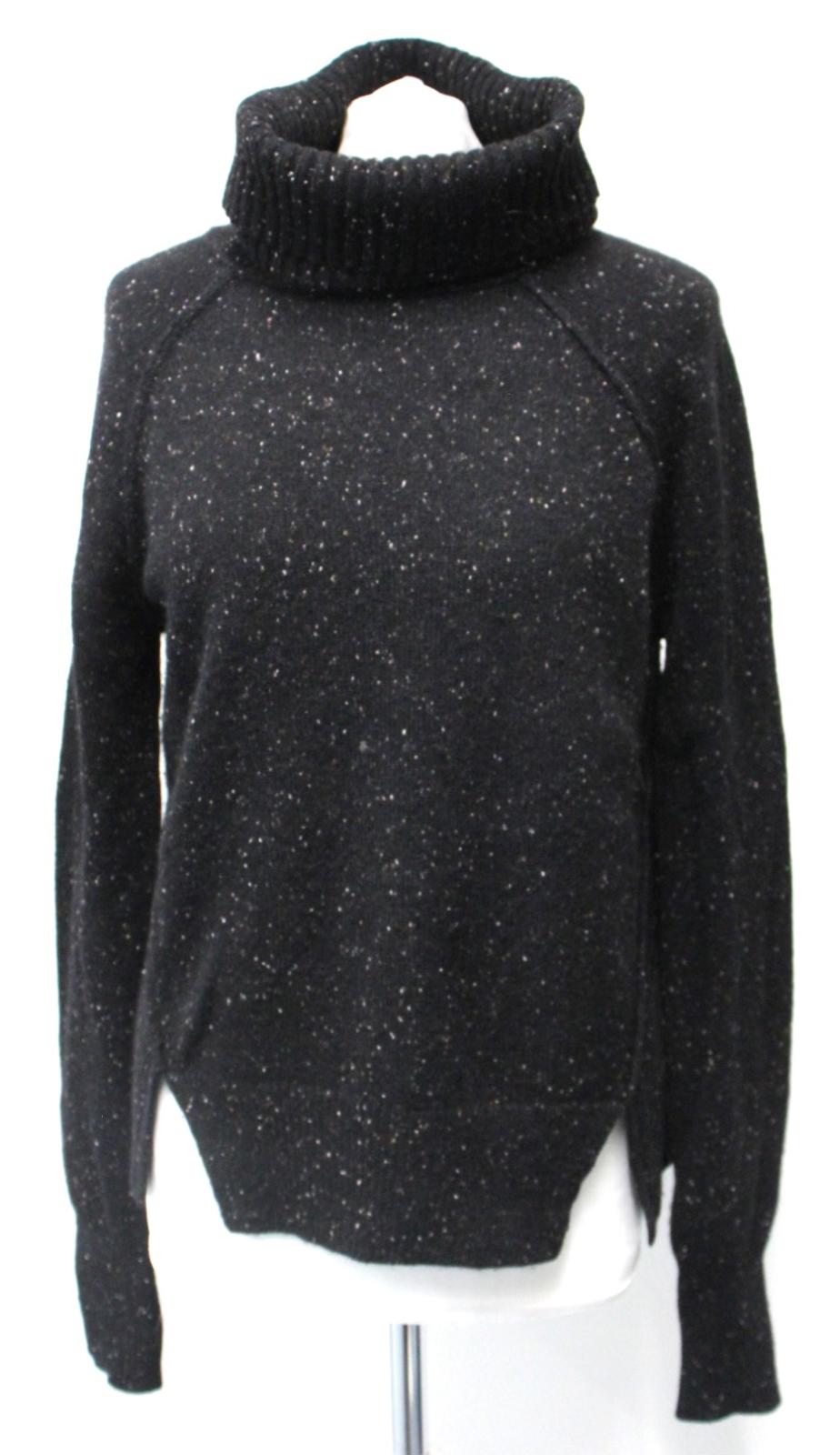 ME Ladies Black Cashmere Speckled Knit Jumper w Removable Polo Neck XS