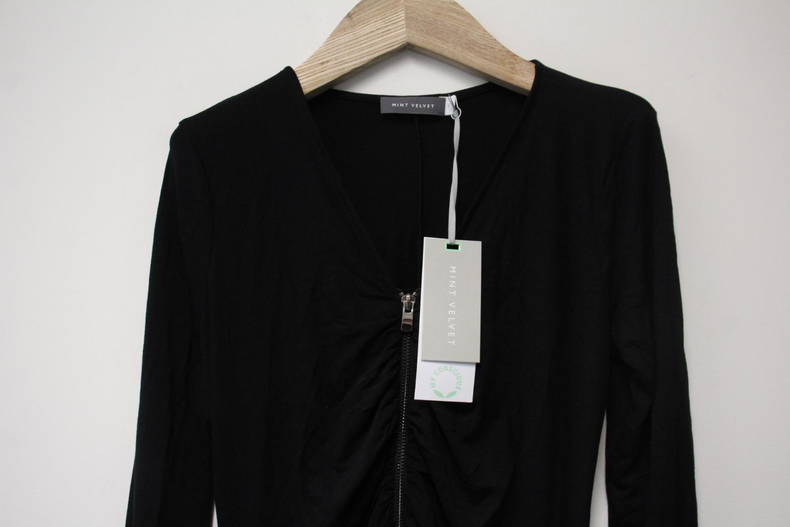 MINT VELVET Ladies Black Long Sleeve Zip Neck Stretch Fit Maxi Dress X –  ReThread