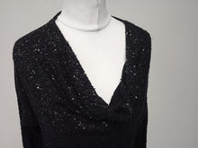 Load image into Gallery viewer, DONNA KARAN Ladies Black Cashmere Long Sleeve Sequin Jumper Dress Size S
