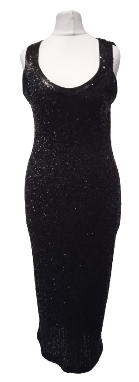 DONNA KARAN Ladies Black Cashmere & Silk Sleeveless Sequin Jumper Dress Size S