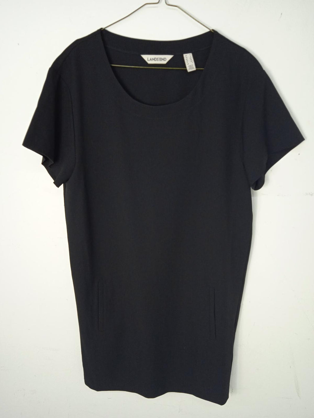 LANDS' END Ladies Black Short Sleeve Round Neck Shift Dress EU36 UK8