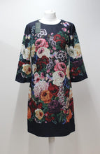 Load image into Gallery viewer, HOBBS Ladies Anoushka Navy Blue Multi Floral 3/4 Sleeve Shift Dress UK10 NEW
