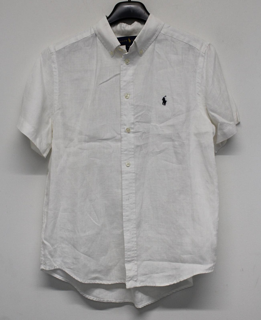 RALPH LAUREN Boys White Short Sleeve Button Down Linen Shirt 14/16Yrs/L