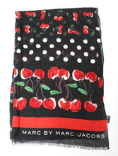 Load image into Gallery viewer, MARC BY MARC JACOBS Ladies Double Cherry Black Multi Modal Silk Blend Scarf OS
