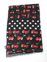 Load image into Gallery viewer, MARC BY MARC JACOBS Ladies Double Cherry Black Multi Modal Silk Blend Scarf OS
