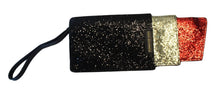 Load image into Gallery viewer, LULU GUINNESS Ladies Lipstick Pouch Black Gold Red Glitter Zip Bag 25 x 10cm
