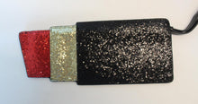 Load image into Gallery viewer, LULU GUINNESS Ladies Lipstick Pouch Black Gold Red Glitter Zip Bag 25 x 10cm
