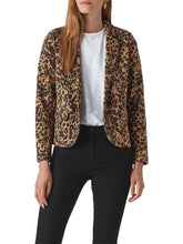 Load image into Gallery viewer, WHISTLES Animal Jacquard Jersey Jacket Brown Leopard Print UK6 RRP95 BNWT
