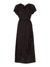 Load image into Gallery viewer, WHISTLES Ladies Scattered Leaf Wrap Dress Navy/Multi Cap Sleeve UK6 RRP159 NEW
