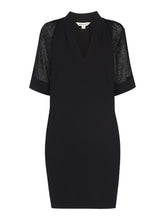 Load image into Gallery viewer, WHISTLES Lina Dobby Sleeve Dress Black Short Sleeve V-neck UK6 RRP139 BNWT

