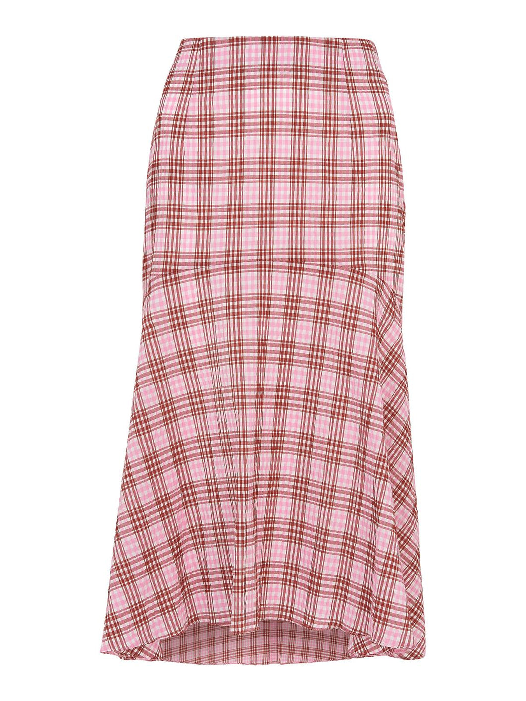WHISTLES Ladies Pink/Multi Midi Length Check Seersucker Skirt RRP139 UK4 NEW