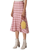 Load image into Gallery viewer, WHISTLES Ladies Seersucker Skirt Pink Multi Cotton Blend Check UK8 RRP139 BNWT
