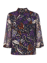 Load image into Gallery viewer, WHISTLES Ladies Montrose Dobby Silk Mix Top Purple Multi UK6 BNWT RRP139
