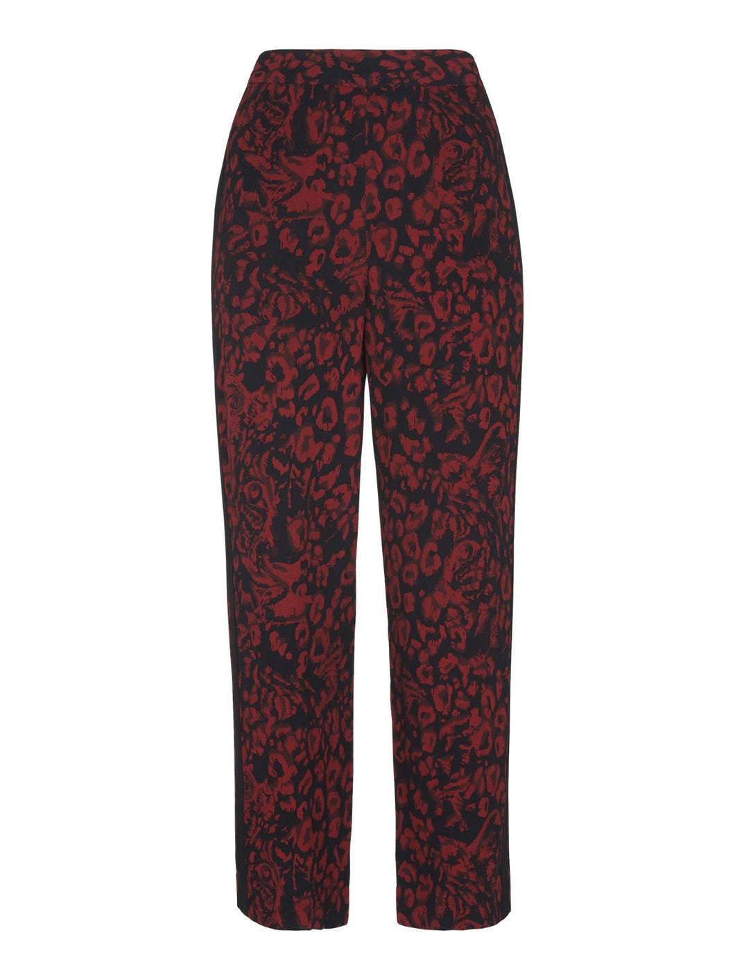 WHISTLES Ladies Red/Multi Jungle Cat Print Crepe Trousers RRP129 UK8 NEW
