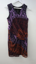 Load image into Gallery viewer, BIBA Ladies Multi-Coloured V-Neck Sleeveless Drape Front Snake Print Dress UK8
