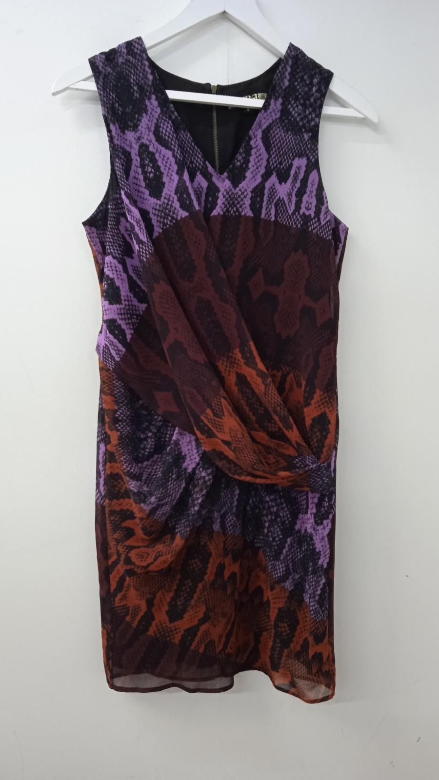 BIBA Ladies Multi-Coloured V-Neck Sleeveless Drape Front Snake Print Dress UK8