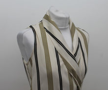 Load image into Gallery viewer, M&amp;S Ladies Beige Striped Sleeveless Collared Wrap Shirt UK10 RRP45 NEW
