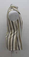 Load image into Gallery viewer, M&amp;S Ladies Beige Striped Sleeveless Collared Wrap Shirt UK10 RRP45 NEW
