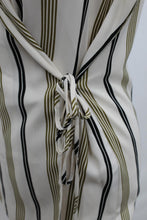 Load image into Gallery viewer, M&amp;S Ladies Beige Striped Sleeveless Collared Wrap Shirt UK10 RRP45 NEW
