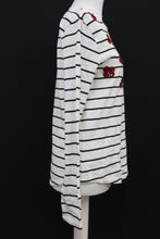 Load image into Gallery viewer, M&amp;S Ladies Ivory &amp; Black Striped Poppy Long Sleeve Blouse Top UK8 RRP25 NEW
